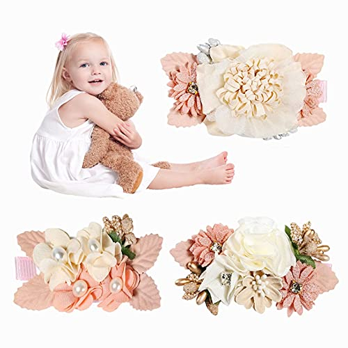 Blume Haarklammern,3 Stücke Mädchen Künstliche Blume Haarschmuck Baby Haarschleife Blumenclip Kinder Künstliche Kopfblume Haarclip Blume Haarschmuck Kopfschmuck Set für Frauen Mädchen