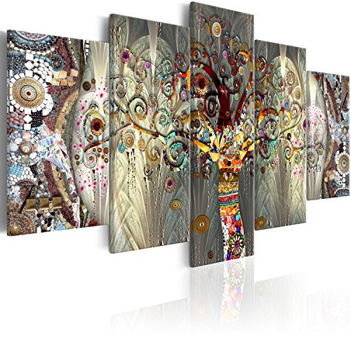 B&D XXL - Akustikbild Gustav Klimt Baum des Lebens 5 tlg - Bilder Akustikschaum Schallschutz Wand Deko Kunst Akustikpaneele Wandpaneele Schalldämmung Wandbild Schallabsorber Akustikplatten Abstrakt