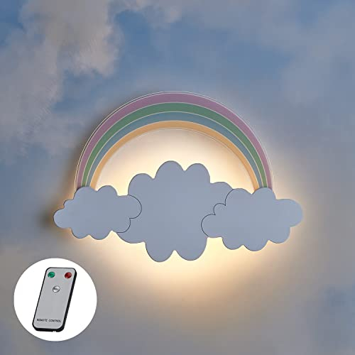 Lights4fun LED Kinderlampe fur die Wand mit Fernbedienung und Timer Wolke Regenbogen Kinderzimmer Deko Nachtlicht Kinderzimmer Wandleuchte Babyzimmer Wanddeko Kinderzimmer