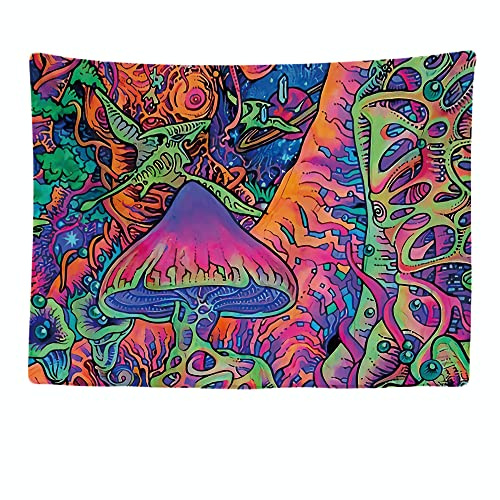 Ulticool – Tapisserie Murale Décorative Chambre - Néon Psychédélique - 200 x 150 cm Grand – Papier Peint Tissu – Tapestry Aesthetic Wall - Décoration Panoramique