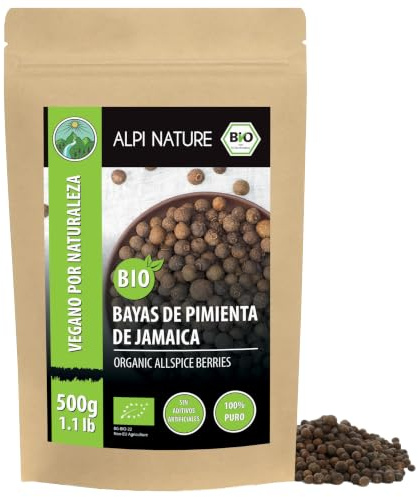 Alpi Nature Piment de la Jamaïque Entier BIO 500g, Baies de Piment de la Jamaïque Entières pour la Cuisson et le Marinage