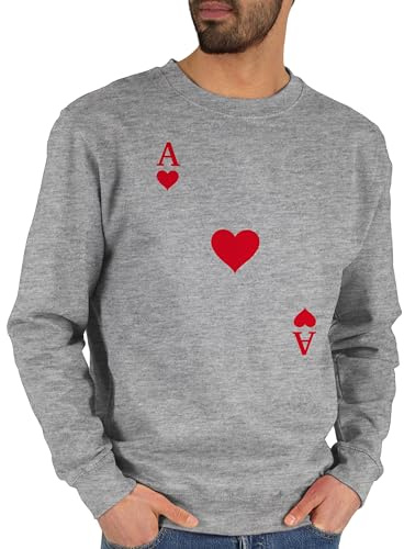 Shirtracer - Sweater Pullover Sweatshirt Herren Damen - Karneval & Fasching - Spielkarte Herz Ass Kartenspiel I Ace of Hearts I Poker Playing Cards