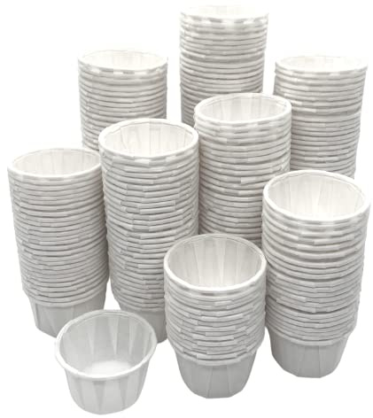 [250 Count] Disposable 1 Ounce Paper Souffle Medicine Cups for Condiments, Food, Medicine, Pills, Tastings, and Dessert Servings