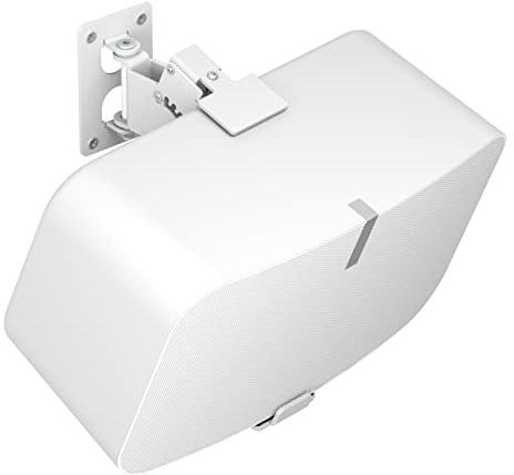 Yibracki Support Mural Robuste pour Haut-Parleur Sonos Five & Play 5 Gen 2 - Inclinaison et pivotement réglables - Blanc