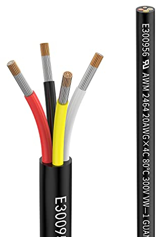 20awg 4×0,5mm² Filo 4 conduttori cavo di prolunga 20metri UL2464 Tensione 5/12/24/300V Filo di rame stagnato a trefoli di rame senza ossigeno Cavo di bassa tensione per LED Strisce Lampade Automotive