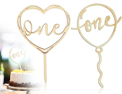 KAPSING 2 Stück Hölzern Cake topper Geburtstag, tortendeko 1. geburtstag, wild one Cake Topper geburtstag deko, Cupcake Toppers Babyparty Kuchendekoration