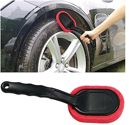 JNNJ Brosse à Dresser Les Pneus, Brosse pour Pneus de Voiture avec Manche Long, Applicateur de Brillance, Universelle Pneu Absorption d'eau Applicateur de Pansement de Pneu Brosse Éponge