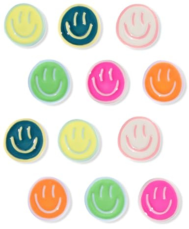 Mymazn 12Pcs Fridge Magnets Cute Refrigerator Magnets, Colorful Magnets for Whiteboard Cabinet Locker, Resin Smile Face Decorative Magnets for Classroom Kitchen Office