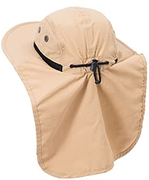 BIISDOST Herren Damen Bergsteigen Angeln Camouflage Kapuze Seil Outdoor Shade Faltbarer Casual Bucket Hat Sommer Anglerhut (Khaki, One Size)
