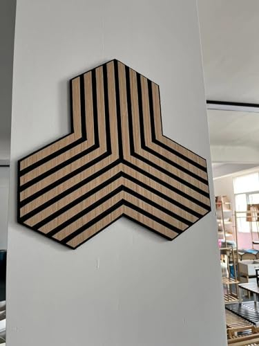 Akustikpaneele Holz - 4 Stück selbstklebend - 40 x 40 x 5 cm Schalldämmung - Schallschutz mit Akustikschaumstoff - Akustikplatten für Wand, Büro, Aufnahmestudios, Podcasts - Acoustic panel
