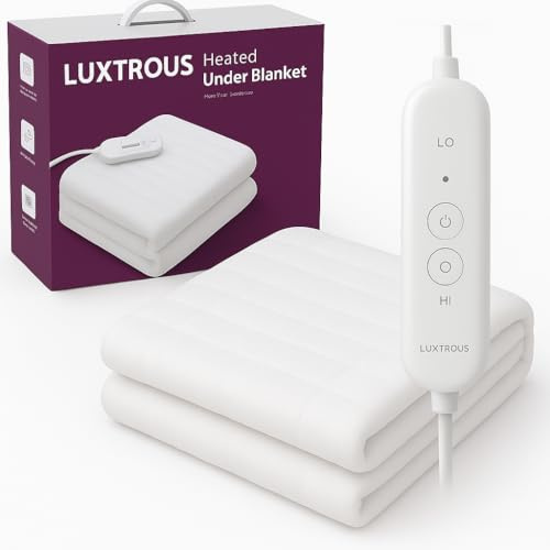 LUXTROUS Electric Blanket, Soft Polyester Electric Blanket Fitted Underblanket Mattress Cover With 3 Heat Settings Detachable Remote, Overheat Protection,Machine Washable Heated Blankets(Double)