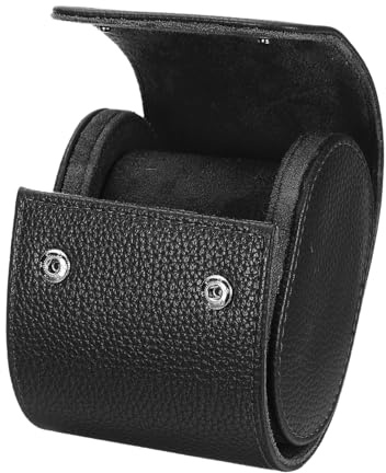 Sourcing Map Boîte de Rangement pour Montre en Cuir de Voyage à Rouleau avec Compartiment Unique, Portable pour Homme et Femme, Organisateur de Rangement de Montres avec Coussins Amovibles pour le