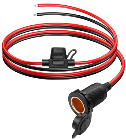 PNGKNYOCN 12V Festgewinde Zigarettenanzünder Buchse Pigtail Kabel,14AWG Wasserdicht Zigarettenanzünder Buchse Verlängerungskabel mit 20A Sicherungen（1M/3FT）