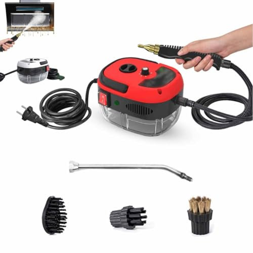 Limpiador a vapor de mano a alta temperatura y presurizado de 2500 W, limpiador a vapor de alta presión for automóviles y muebles, limpiador a vapor for alfombras con cabezales de cepillo, aspiradora