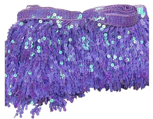Fransen Mit Quastenbesatz 2 Yards/Set, 15 cm, verschlüsselte Pailletten, Quaste, Fransen, Spitzenbesatz, DIY, handgefertigt, Tanzaufführung, Kleider, Band, Heimdekoration Fransenbesatz(Color purple,4Y