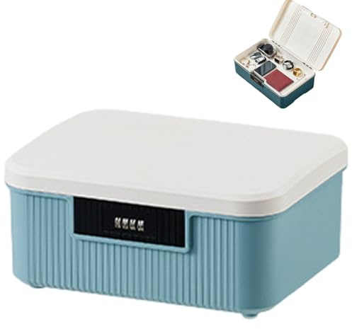 CAKEEYUM Abschließbare Medikamentenbox 9 l doppelschichtige Box mit Zahlenschloss robuste abschließbare Aufbewahrungsbox auslaufsichere Medikamentenbox für Küche Zuhause Schule Büro Blaue Me