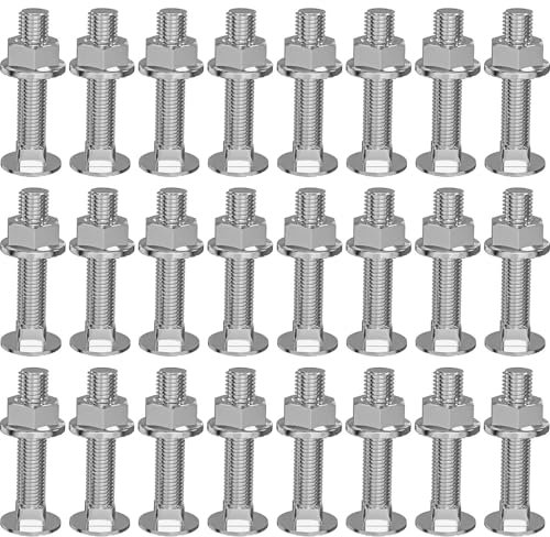 Dayalo 25 Stück Schlossschrauben M6x40, Schloßschrauben, Torbandschrauben mit Flanschmuttern, Edelstahl A2 V2A, Flachrundschrauben mit Vierkantansatz