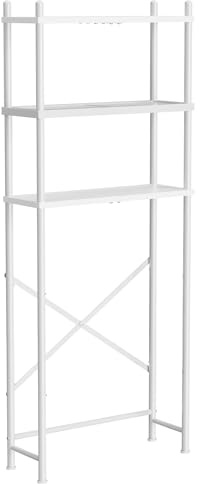 HOOBRO Over Toilet Storage Unit Bathroom Shelf, 3-Tier Bathroom Storage Unit, Freestanding Above Toilet Storage Rack with Adjustable Feet, Space Saving, Easy Assembly, White EWW63TS01