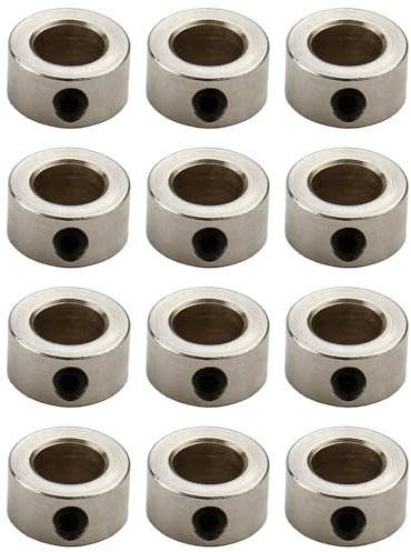 12stk Sicherungsringe 8mm aus Stahl, Stellringe mit Gewindesicherung, Tiefenanschlagringe für CNC und 3D Drucker, inklusive Befestigungsschrauben und Inbusschlüssel, Rostfrei und Langlebig