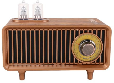Jectse Altavoz de Bluetooth Retro, Decoración Vintage de Madera Estereo FM Radio con Luz de Ambiente Externa, Perilla y Esfera Grandes, para el Hogar, el Dormitorio, la Sala de Estar,
