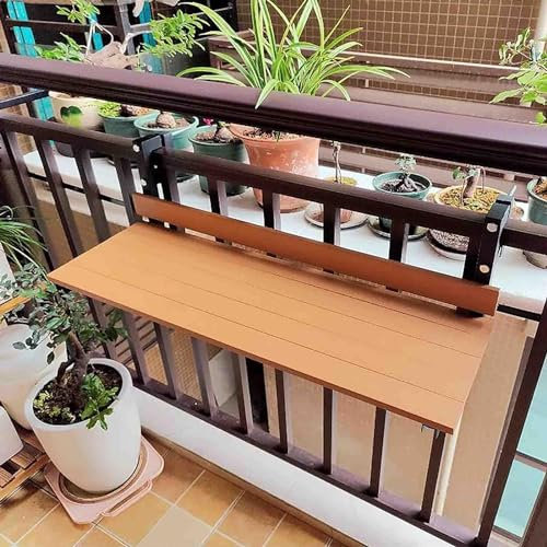 Außenwandmontierter Balkontisch für Garten, Veranda, Hof, Klappplatte, Beistelltisch, tragbar, hängende Decktisch für kleine Räume, weiß