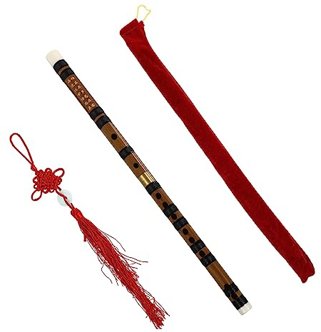 Bambusflöte im Chinesischen Stil, 1 Satz für Anfänger und Schüler | Robuste Ausführung mit Fein Polierten Grifflöchern, Naturton in G-stimmung, Inklusive Chinesischem Knoten
