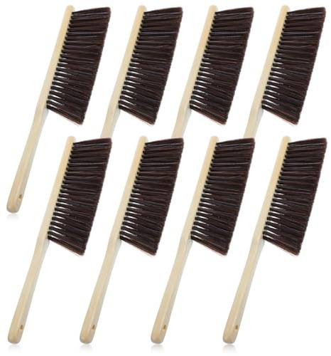 8 Pieces Wooden Dust Brush Bulk Hand Broom Bench Soft Bristle Cleaning Outdoor Furniture Brushes with Long Wood Handle for Cleaning Car Bed Sofa Fireplace Couch Clothes