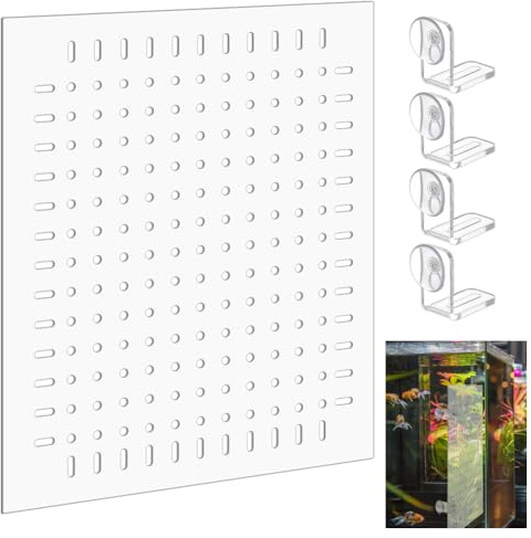 PH PandaHall Acrylic Fish Tank Divider Kit Clear Aquarium Divider Fish Tank Separator Set with Suction Cups Isolation Grid Board Flapper Dividing Net for Separating Fishes Accessories 11.8x9.8 inch