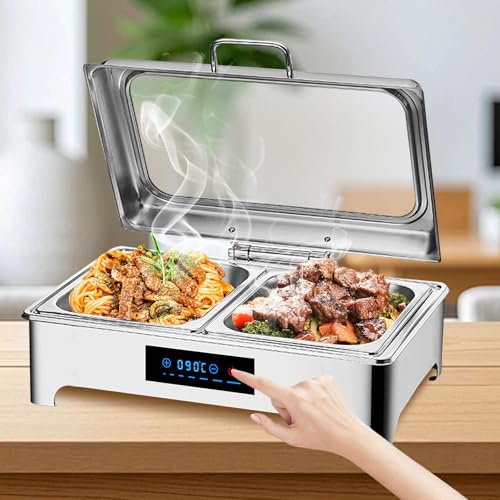VFDZ 9L Chafing Dish Buffet Elettrico, Scaldavivande Elettrico Professionale con Tocco Intelligente, Commerciale Scaldavivande per Buffet, Scalda Cibo per Buffet, Ristoranti, Hotel, Feste (1/2)