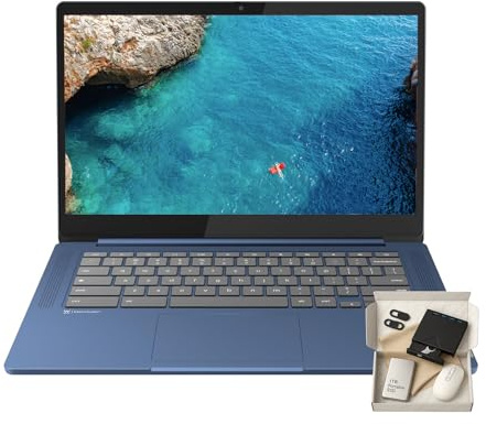 Lenovo Ideapad Slim 3 Chromebook - Chrome OS, pantalla FHD de 14 pulgadas, 13.5 horas de duración de la batería, MediaTek Kompanio 520 (8 núcleos), Wi-Fi 6, 4 GB de RAM, 92 GB de almacenamiento (64 GB