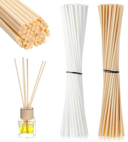 TIESOME 100 stycken, 2 färger, doftpinnar, refillförpackning, 20 cm x 2 mm diffusörpinnar i rotting, trä, rottingpinnar naturliga fiber, diffusörpinnar, rumsdoft, pinnar för hem och hotell