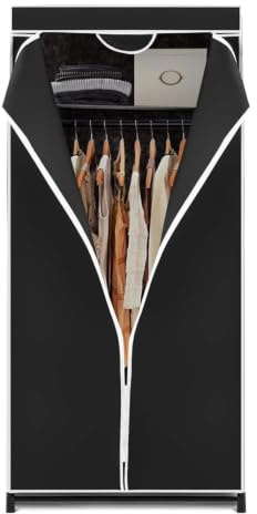 SOARS Kleiderschrank, Stoffschrank mit Kleiderstange stabil & Ablage, Kleiderschrank Stoff mit Metallgestell, Faltschrank 74 x 50 x 172 cm, für Schlafzimmer, Ankleidezimmer (Schwarz)