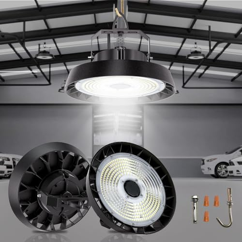 150W 170LM/W Projecteur LED Exterieur, LED Lampe-Spot Eclairage 5000K Blanc Froid, 90° Angle UFO Highbay Light, IP65 Lampe Industrielle pour Hangar,Usine,Entrepôt,Chantier,Garage,Gymnase