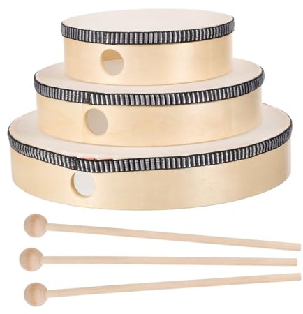LRXIYODE Set 6 Pezzi Strumenti Musicali a Percussione Per Bambini Tamburo a Mano Bacchette Di Legno 6-10 Pollici Per Coordinazione Occhio-mano Giochi Musicali Indoor e Outdoor