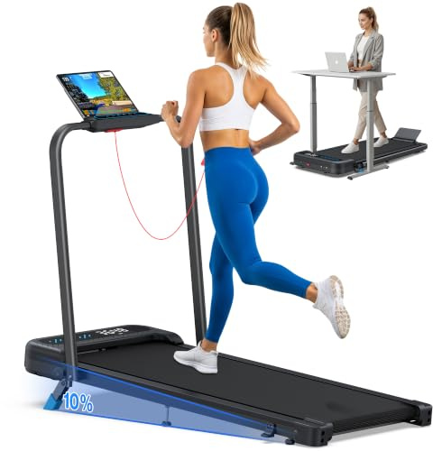Cardirun Walking Pad with Incline, 6 in 1 Folding Treadmills for Home Foldable with Handle Bar, 3.0HP Under Desk Treadmill, Running Machine Walk Pad, 3 Control Methods & 145kg Capacity