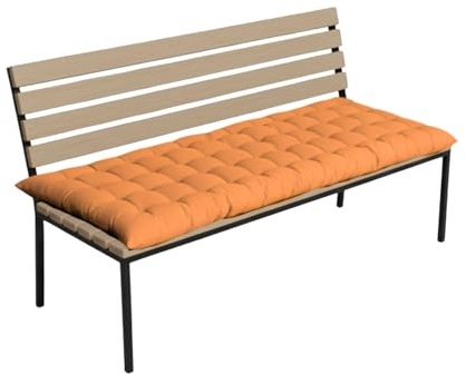 Sapphire Collection Bench Cushion Tufted Seat Pad – Thick 5cm Hollowfibre Filling – Comfortable Cotton Bench Pad for Garden Swing, Patio Sofa, Bay Window & Indoor Furniture (Orange, 110x40x5 cm)