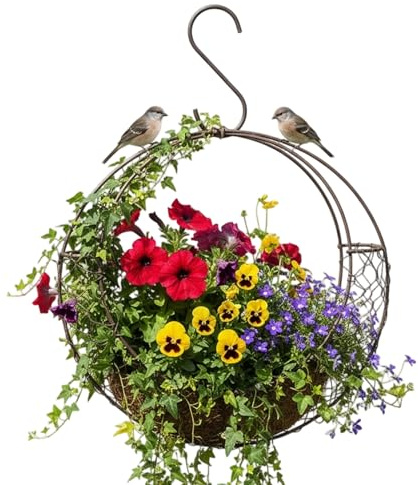 Support de nidification pour oiseaux – Couronne élégante en forme de lune, panier en fil métallique, jardin, patio, terrasse, porche, extérieur, balcon, polyvalent et fonctionnel
