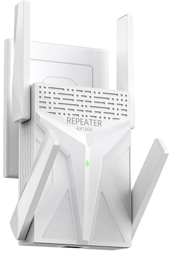 AX1800 WiFi 6 Repeater, WLAN Verstärker bis zu 9800 sq.ft Abdeckung, Dual Band 1800 Mbit/s, WLAN Repeater mit Gigabit LAN Port, Signalverstärker für Zuhause, Kompatibel mit Allen Routern