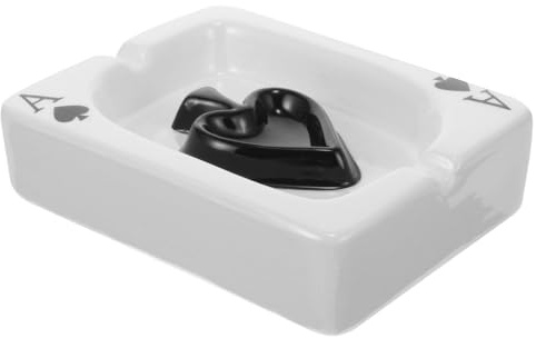 Gadpiparty Cenicero Portátil de Cerámica con Ranuras para Cigarrillos en Forma de Carta de Póker, Diseño Moderno y Único para Bar o Coche