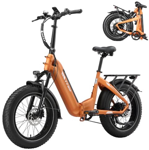 ttgo E-Bike Klapprad für Damen Herren, All-Terrain Elektrofahrrad mit 70 Nm Motor 48V 18Ah Akku, 20 x 4,0 Zoll Fat-Reifen,140 km Reichweite, 7-Gang LCD-Display, Drehmomentsensor, F6 Boost (Orange)