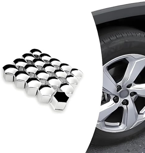 Tryagat 20 Pezzi Copridadi Ruota Auto per Audi Q5 (FY) 2020-2024, Tappi Bulloni Ruota Argento Protezione Esagonale Set di Copribulloni per Auto,17mm