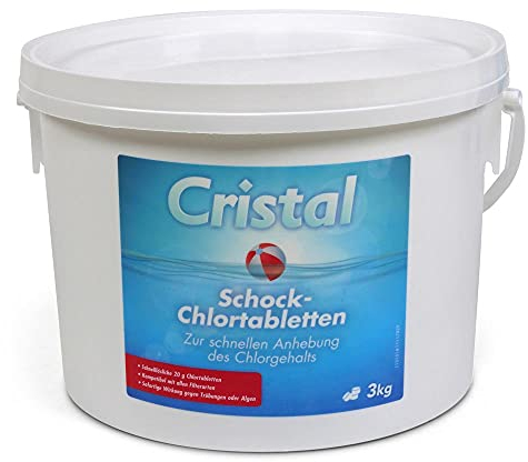 Cristal Schockchlortabletten 3 kg - 20 g Chlortabletten zur Pool Stoßchlorung - Effektive Desinfektion - rückstandsfrei löslich - Schwimmbad Whirlpool