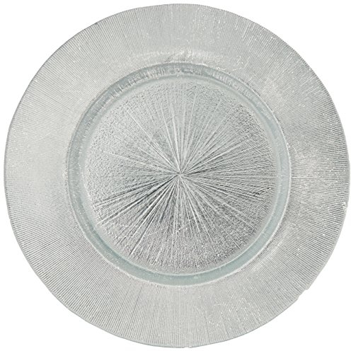 ChargeIt by Jay Light Silver Antique Glass Charger Plate 13