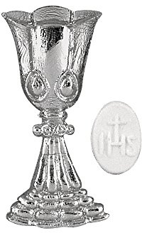 Rayher 3120022 Wachsmotiv: Kelch + Hostie, 6 cm, SB-Btl. 1 Stück, silb, Silber