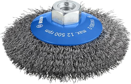 Bosch 1x PRO Metal clean Kegelbürste, 115 x 0,3 mm, Gewinde | für Stahl, Ø 115 mm, Professional Zubehör Kleiner Winkelschleifer