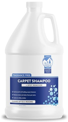 Unique Carpet Shampoo, Pet Stain & Odor Remover, Enzyme Carpet Cleaner for Dog & Cat Urine, Deep Cleaning Solution, Value Size, 128 oz