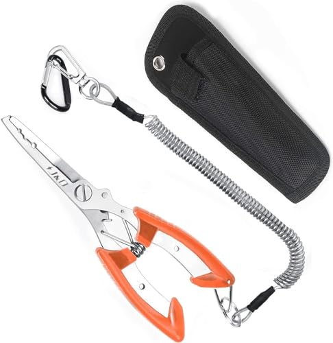 J&D Multifunktionale Angeln Zangen, Leichtgewichtige Rostfreie Angeln Zangen Entnagler Werkzeuge mit Sicherheit aufgerollt Schlüsselband