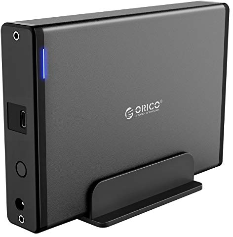 ORICO Case Esterno per Disco Rigido 3,5 '' Con Alloggiamento Rimovibile, Adattatore da USB 3.1 Gen 1 a SATA 3.0 per HDD SATA da 3,5 pollici con Alimentatore da 12V 2A (20 TB max, Display Blu)