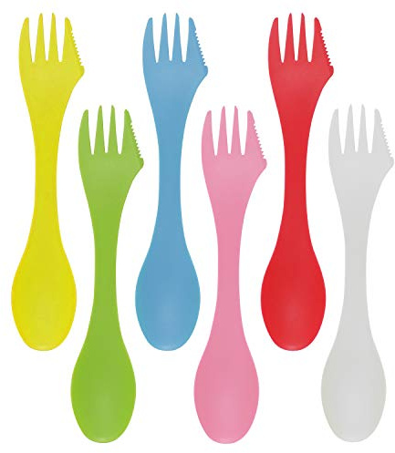 Honbay 6PCS Colorful Tritan Sporks Versatile 3 in 1 Utensil Spoon, Fork & Knife Combo Flatware for Outdoor Activities