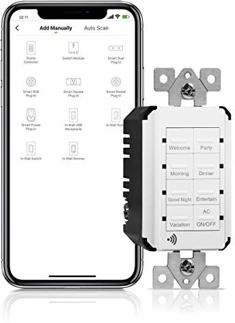 TOPGREENER Smart Light Switch Wi-Fi Scene Controller, 8-Button Programmable Home Automation, Neutral Wire Required, 2.4GHz Network, UL Listed, FCC Compliant, TGWFSC8, White